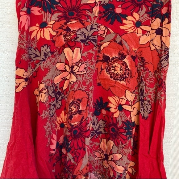 FREE PEOPLE Backyard Party Mini Dress Tunic Sleeveless Bright Red Swing Small - Picture 7 of 7